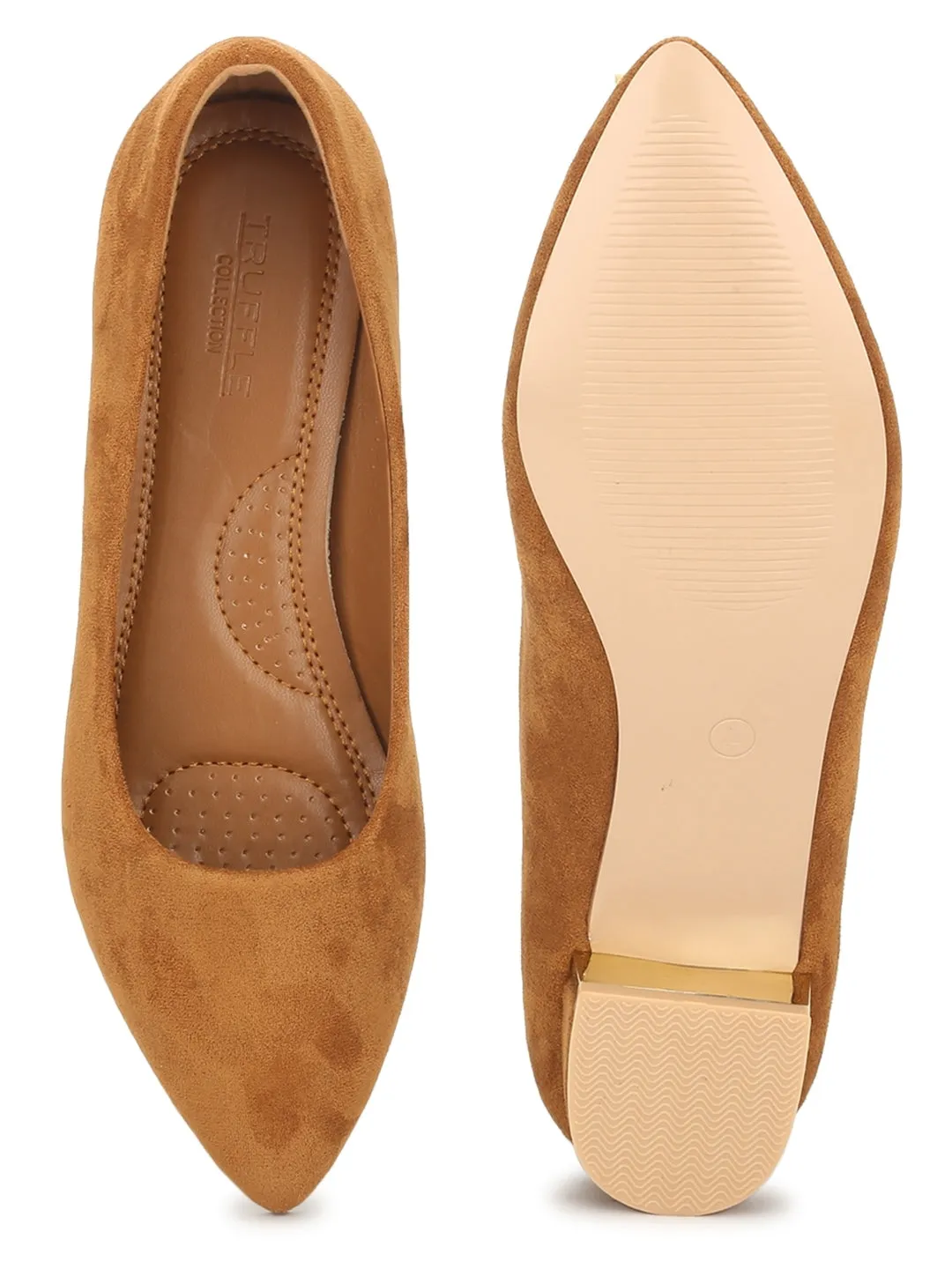 Tan Micro Low Block Heels