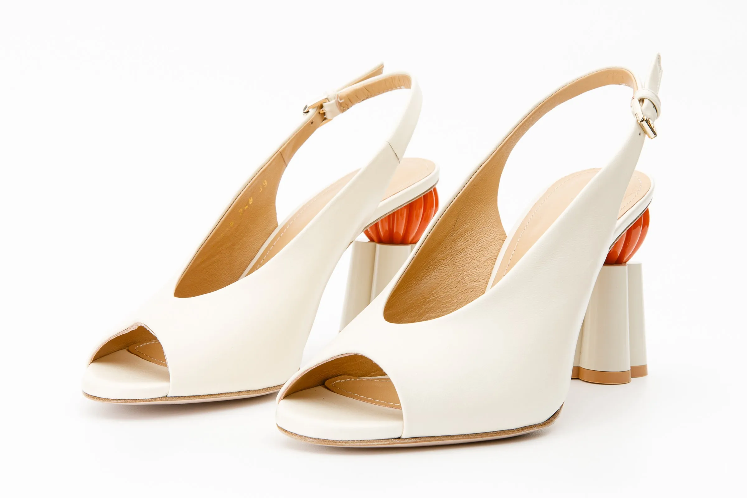 The Cimla Cream Leather Pumpkin Heel Women Sandal