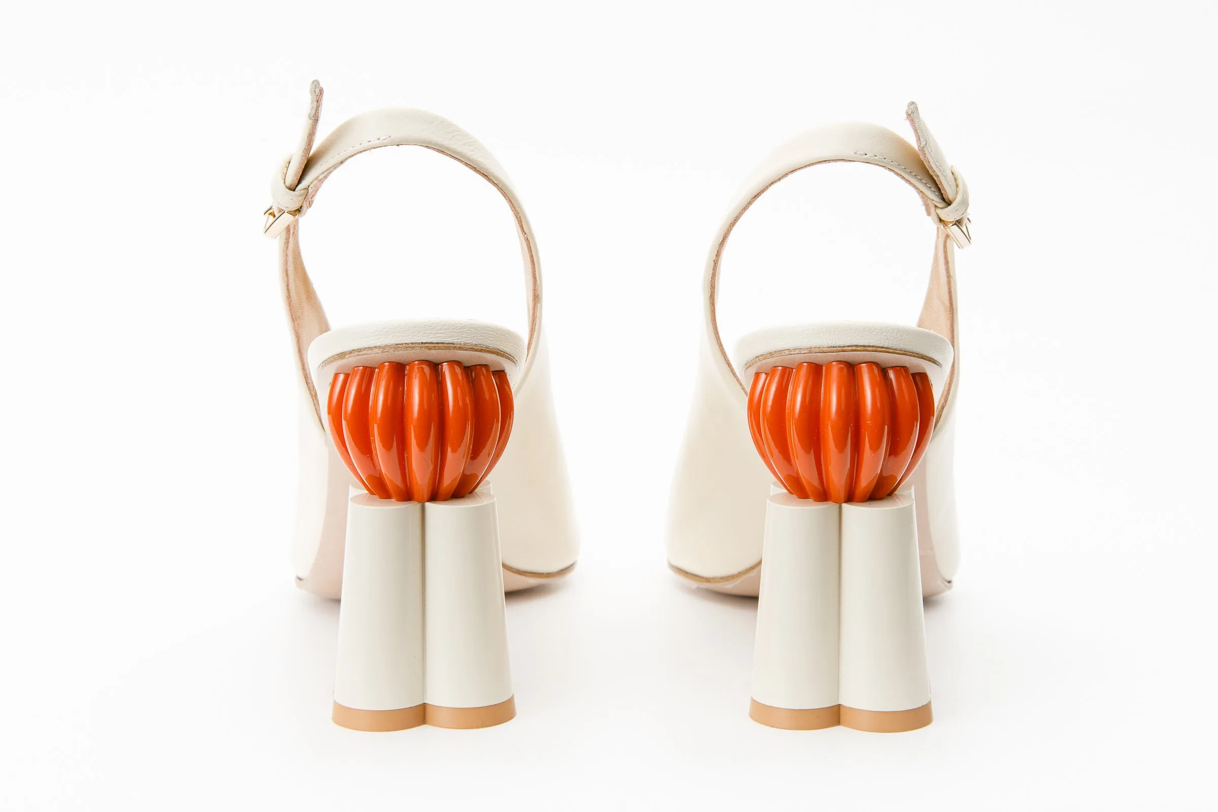 The Cimla Cream Leather Pumpkin Heel Women Sandal