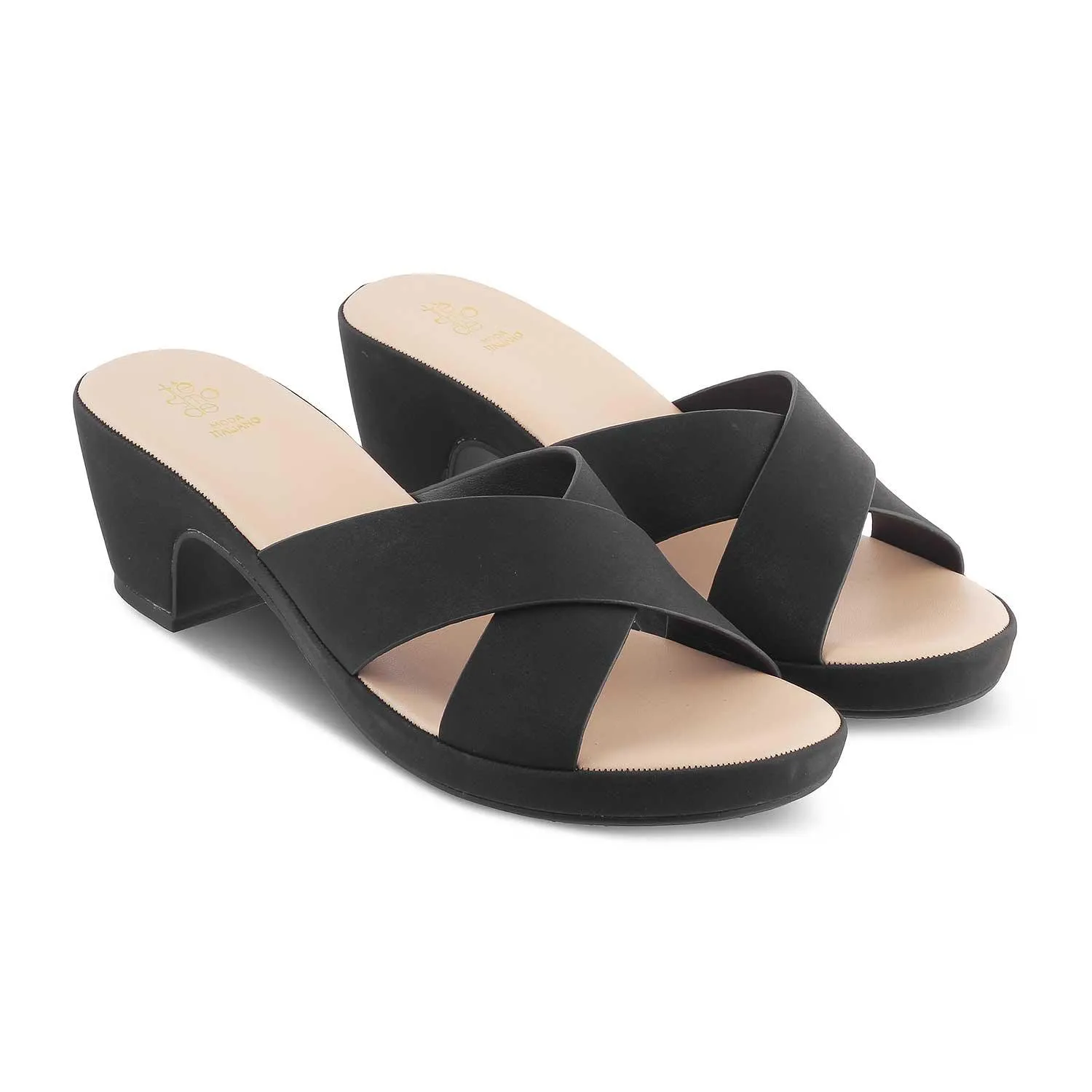 The Montreal Black Women's Casual Block Heel Sandals Tresmode