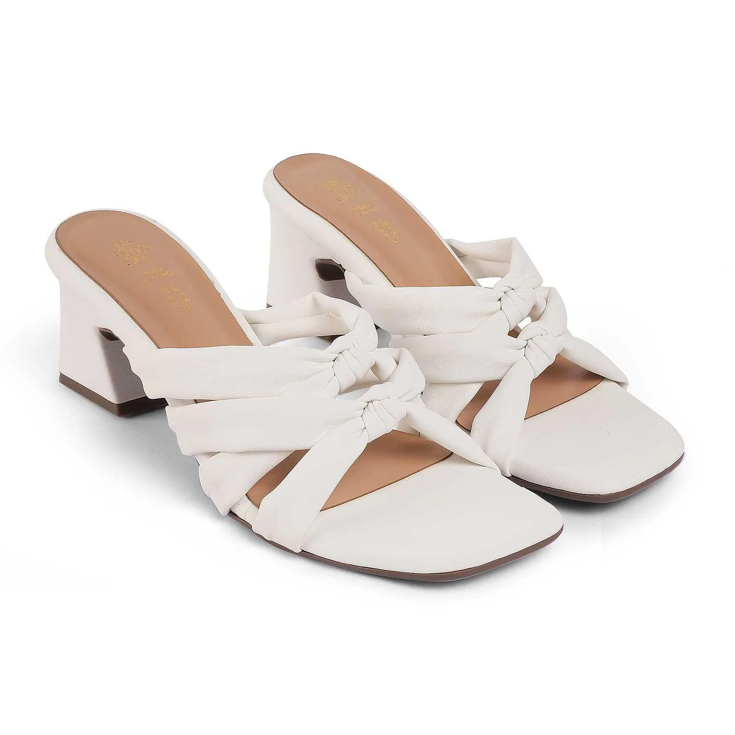 Tresmode Sofstrip White Women's Casual Block Heel Sandals