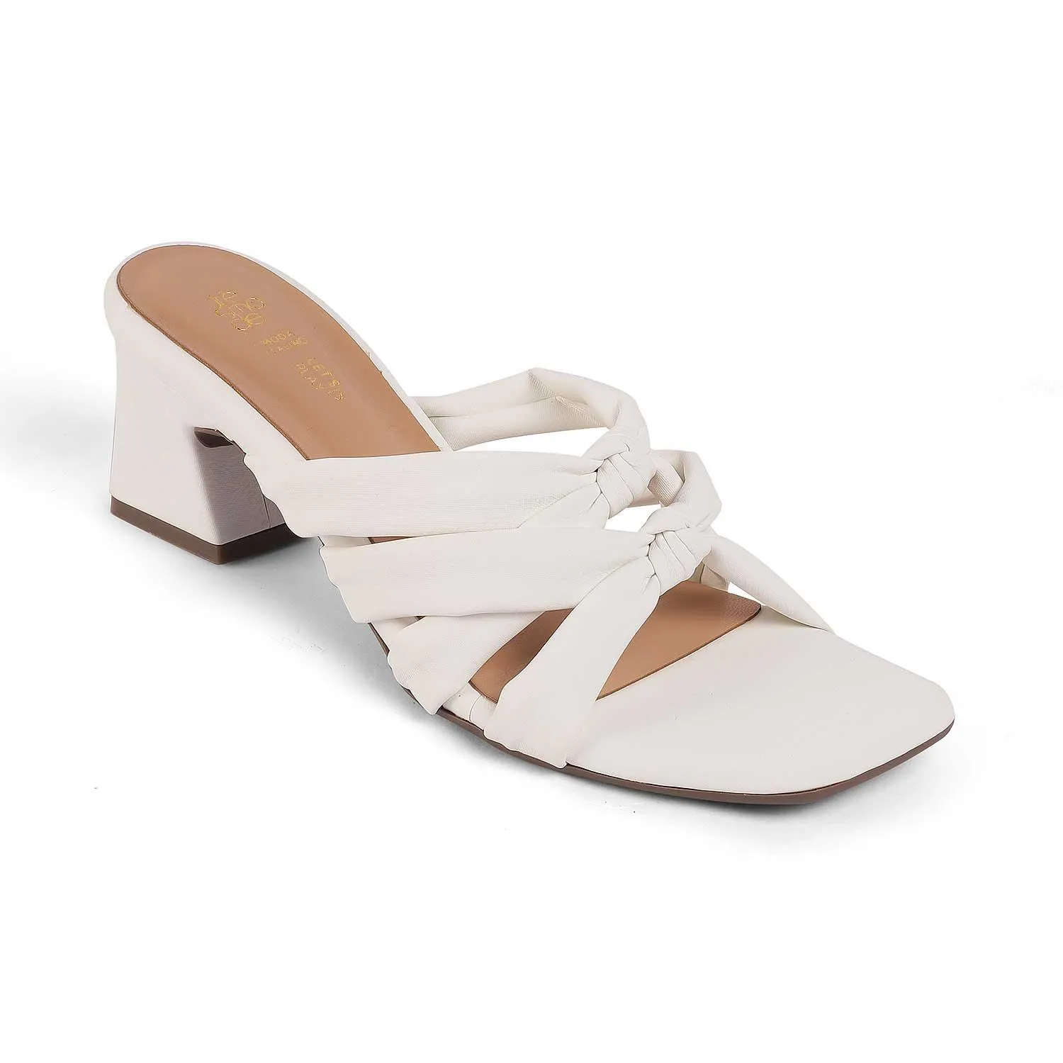 Tresmode Sofstrip White Women's Casual Block Heel Sandals