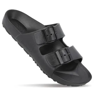 Walkaroo Men Slip On Slide Sandals  - WC4808 Black