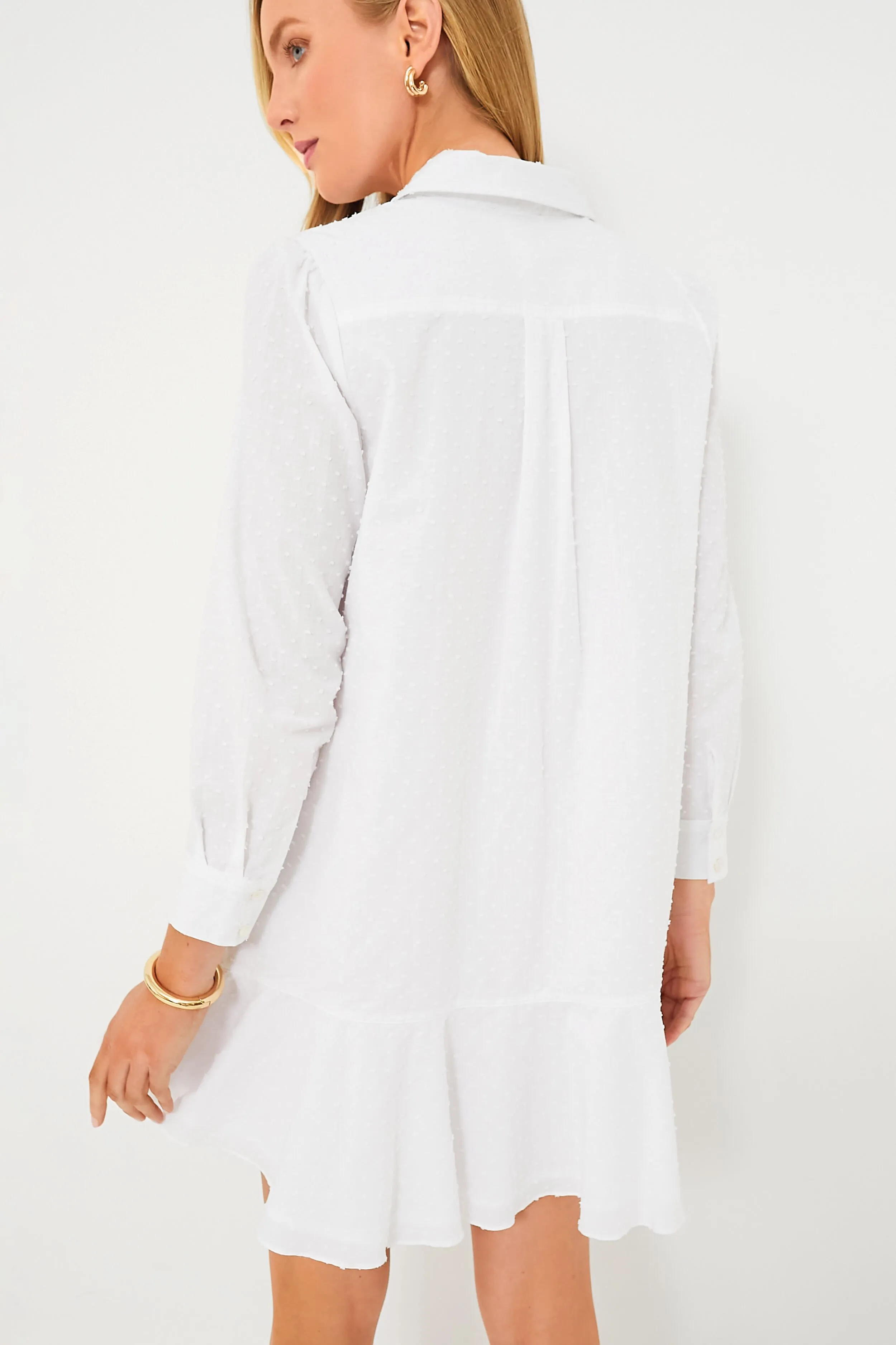 White Swiss Dot Callahan Shirt Dress