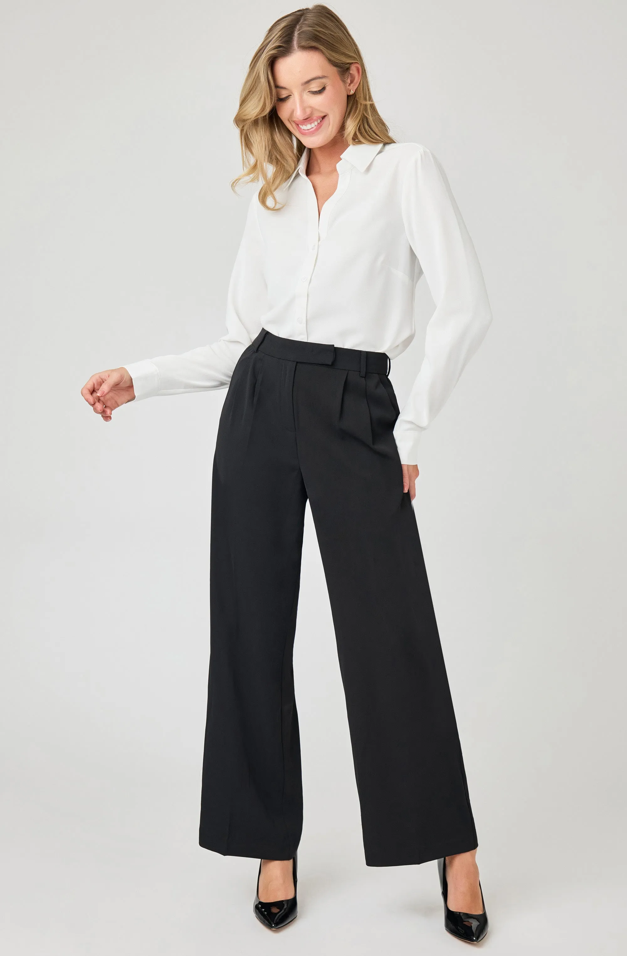 Wide Leg Trouser Pants with Side Pockets