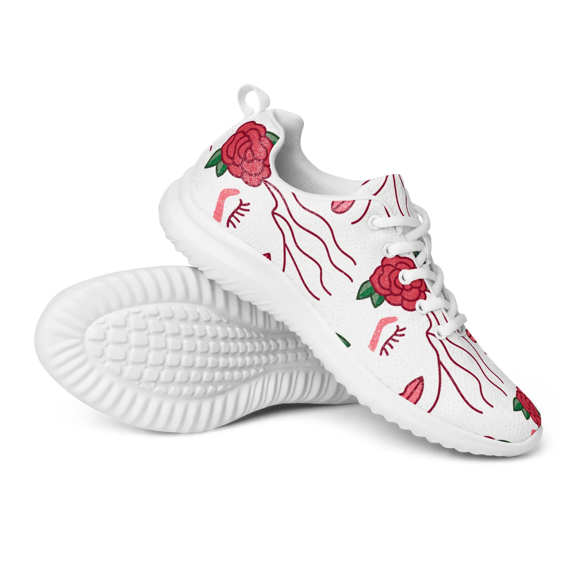 Women’s athletic sneaker with Abstract Hair Rose Pattern- Ivy