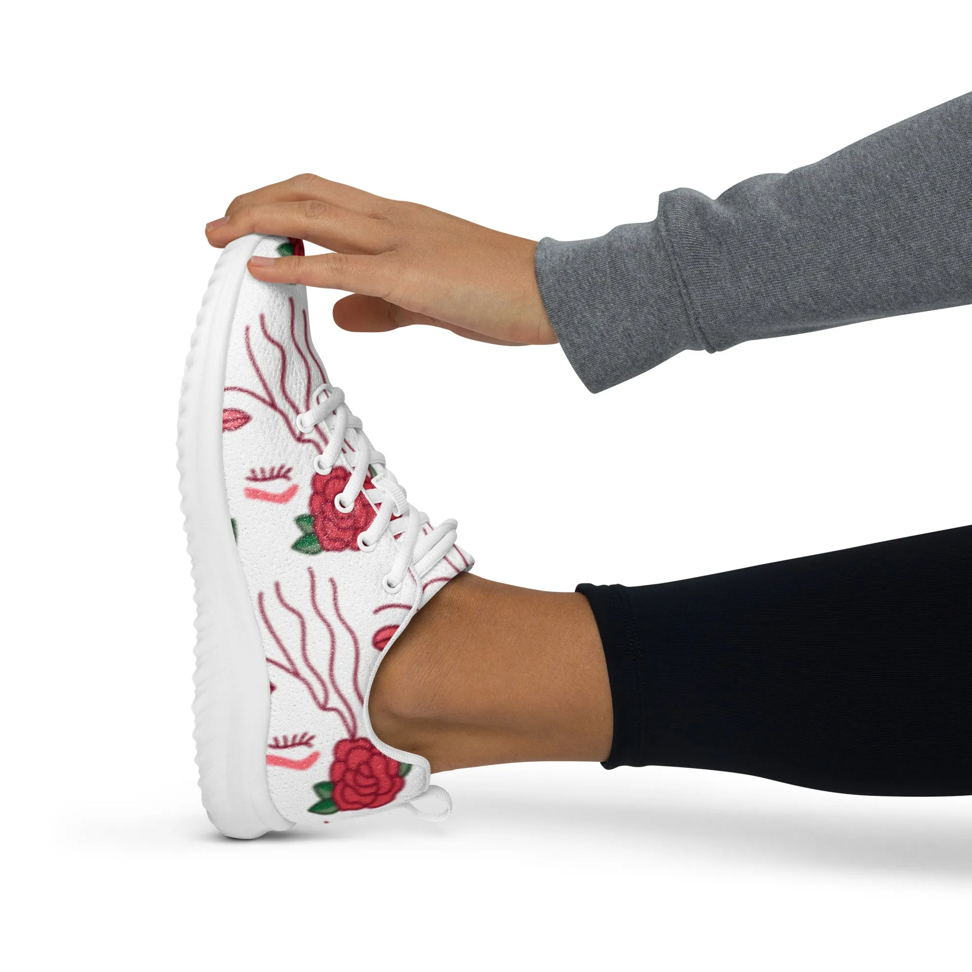 Women’s athletic sneaker with Abstract Hair Rose Pattern- Ivy