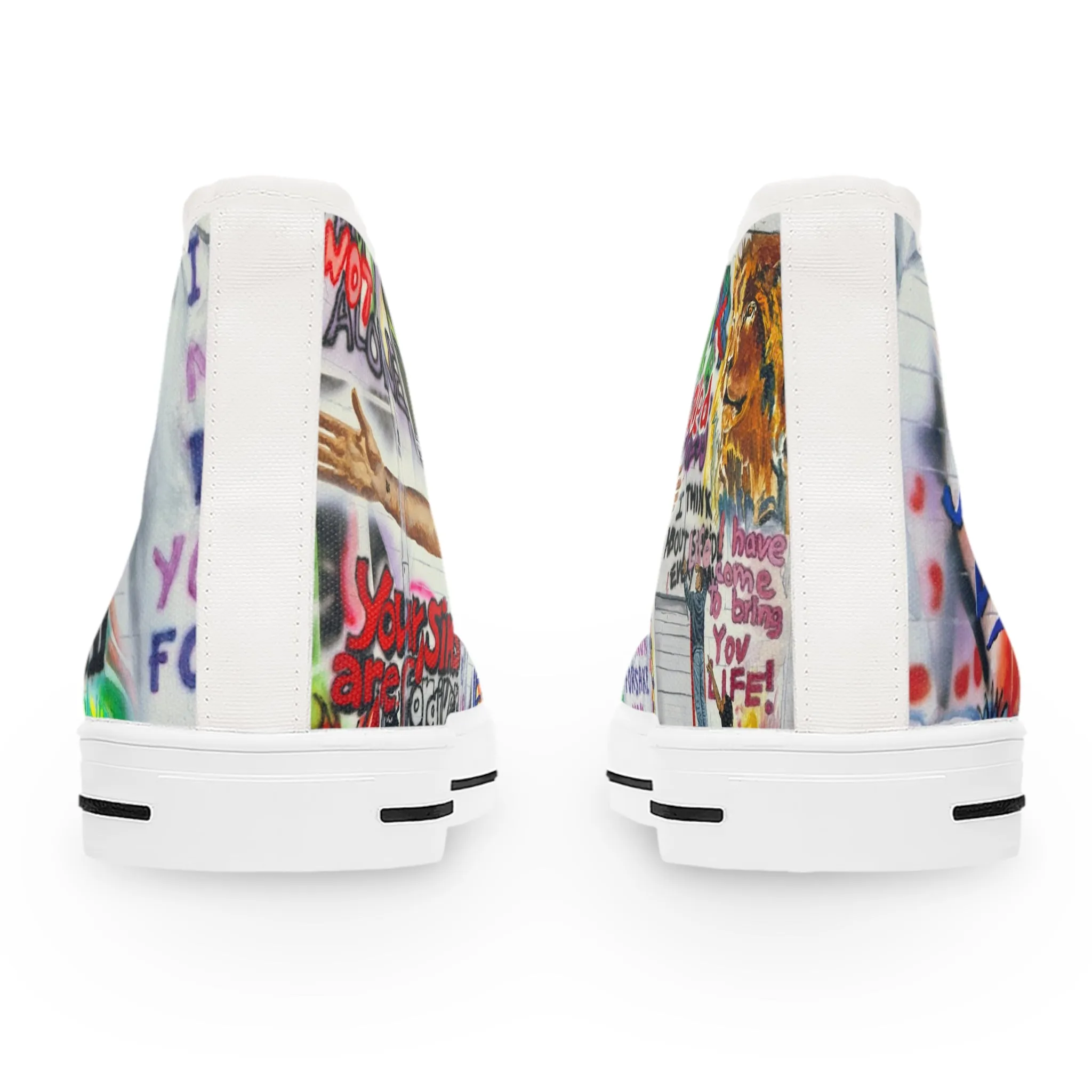 Women's High Top Sneakers with Jesus Graffiti Design