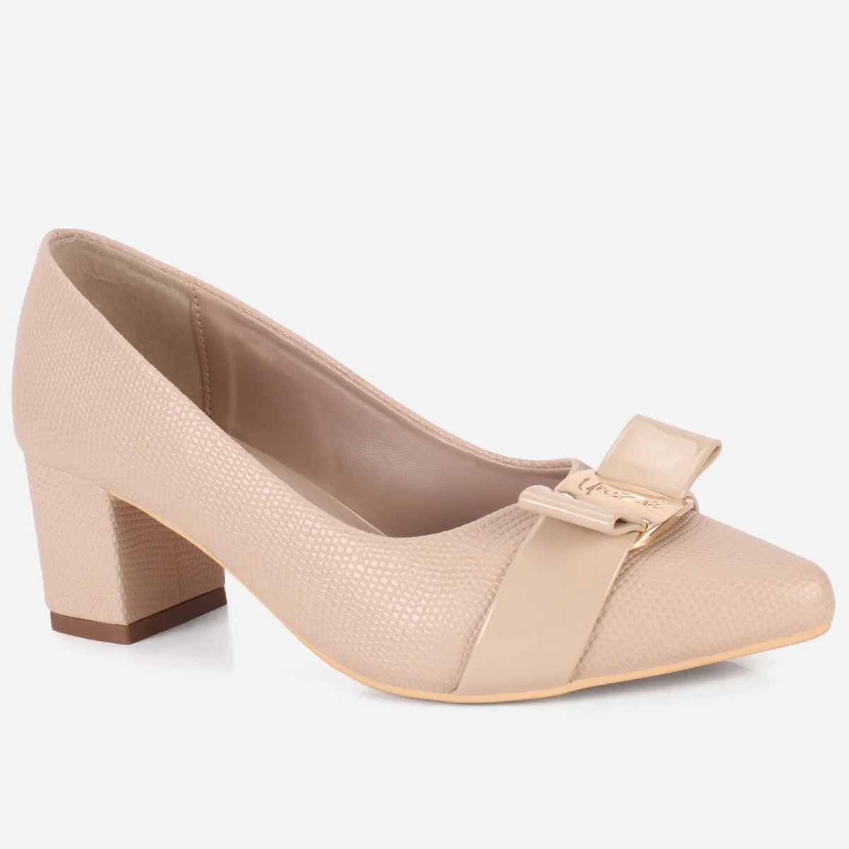 Womens "CALLIAS" Block Heeled Slip On Courts