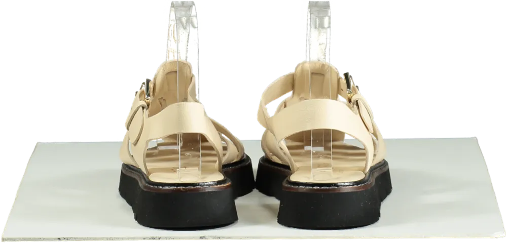 WYSE LONDON Beige Leather Darcy Sandals UK 4