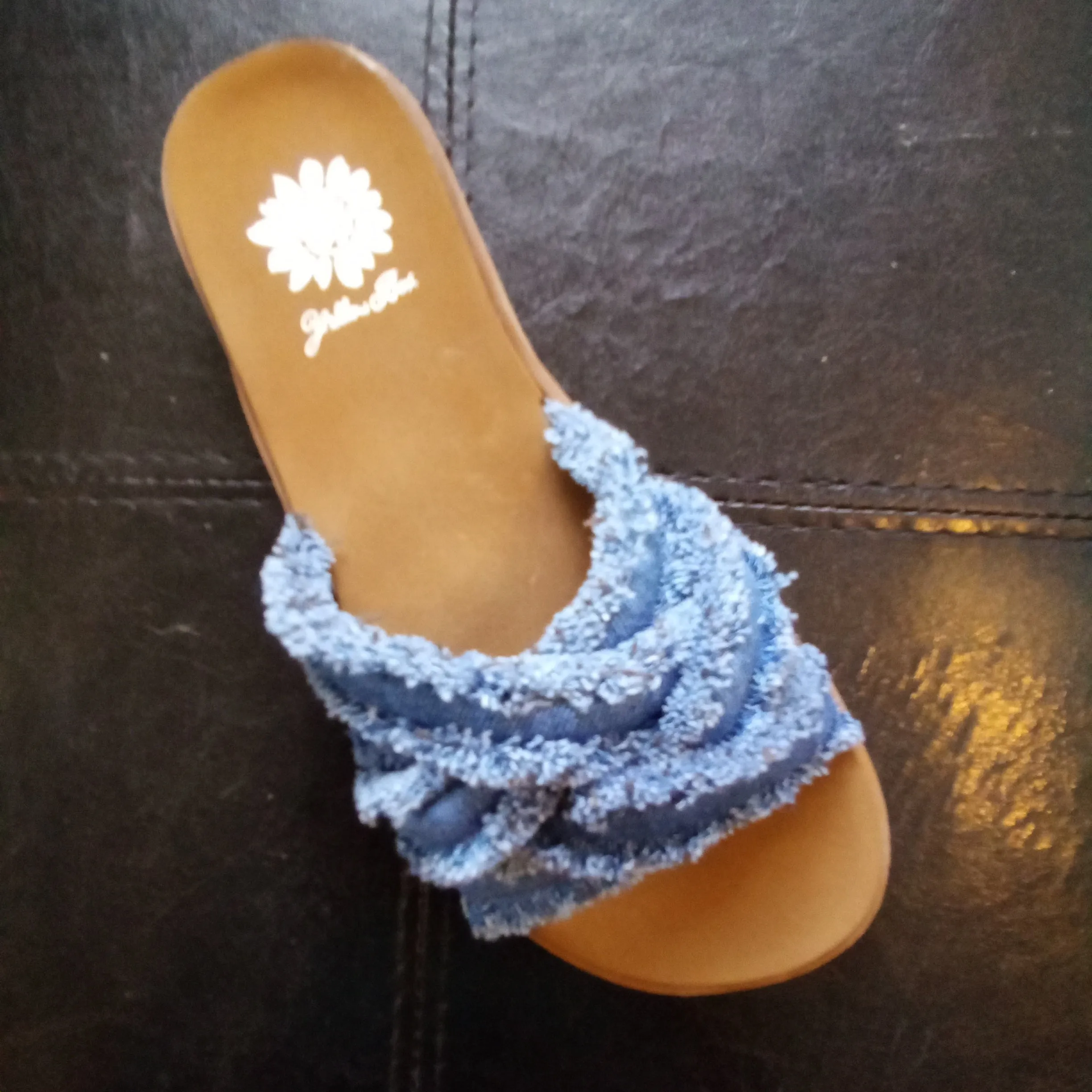 Yellow Box | Denim Frayed Sandals | Falses