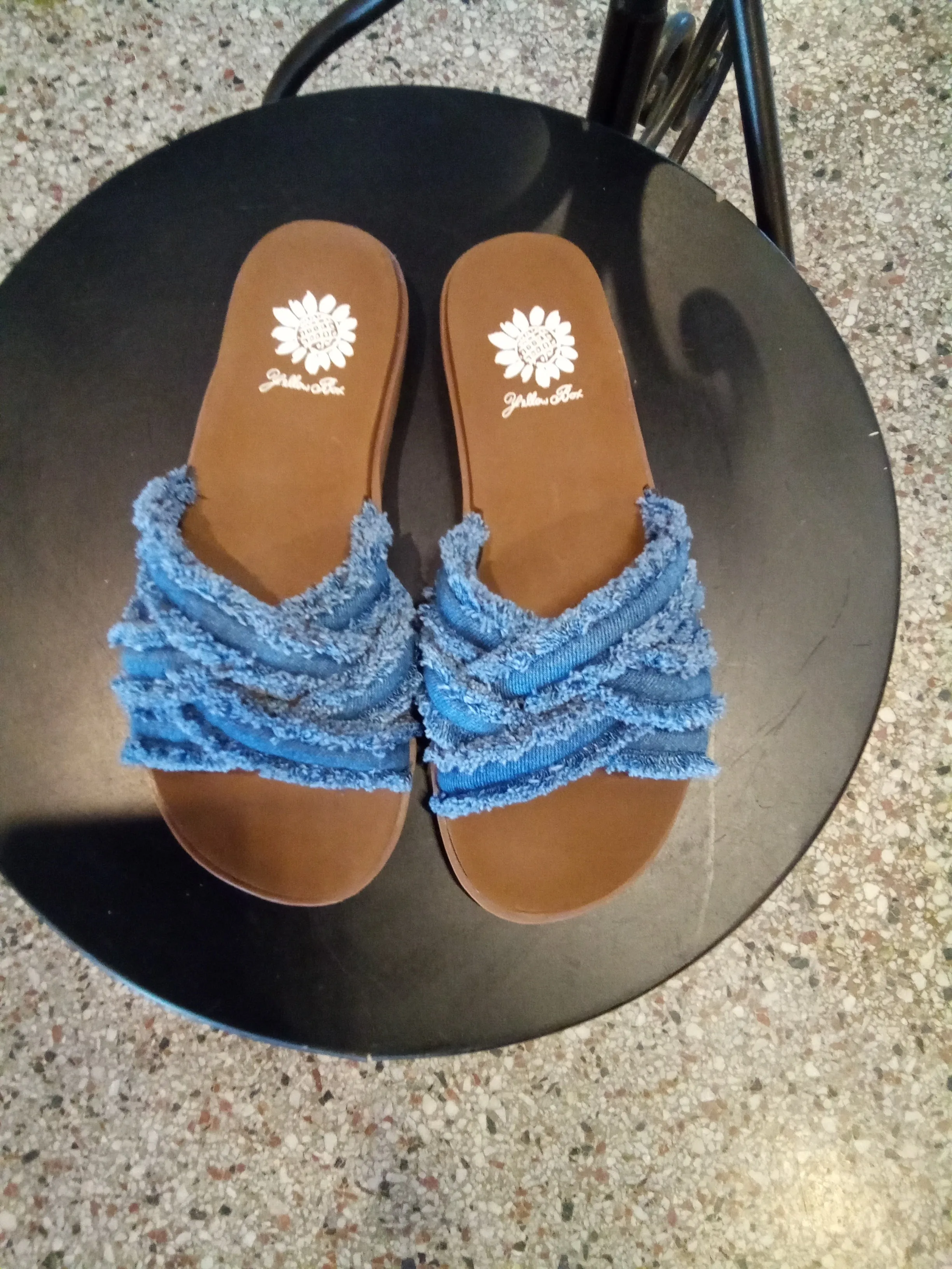 Yellow Box | Denim Frayed Sandals | Falses